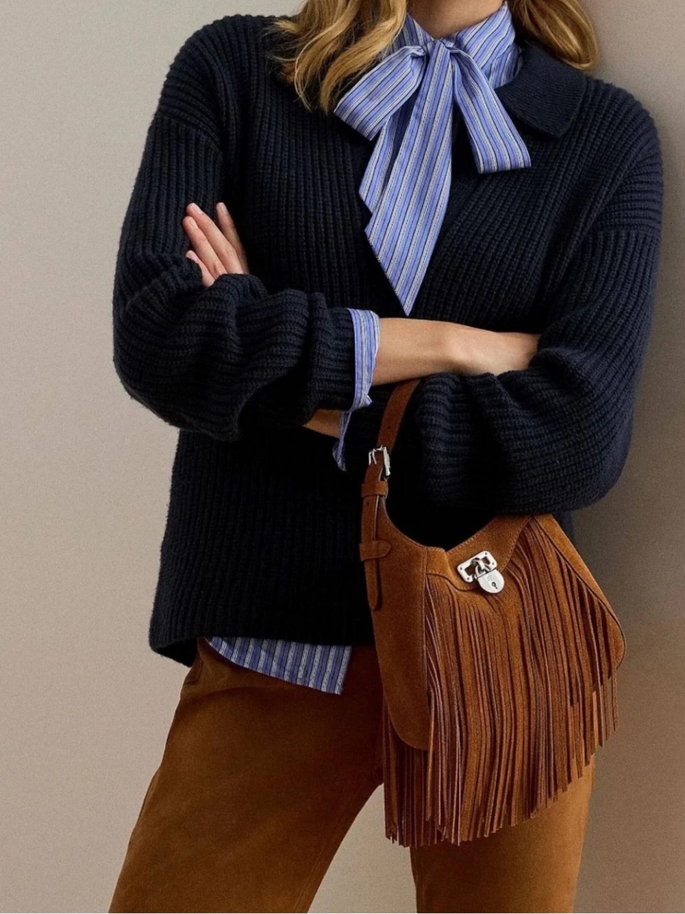 Ralph Lauren Tanner Small Suede Fringe Bag